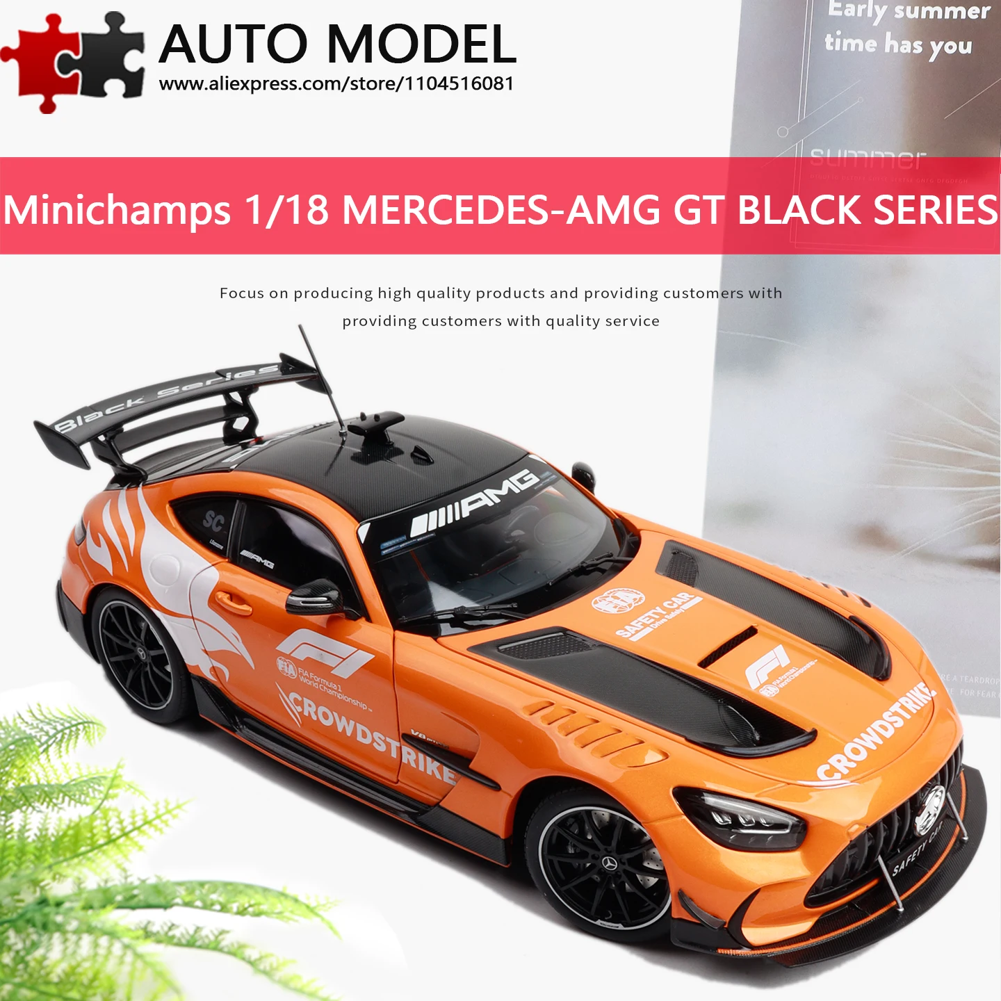 Minichamps 1:18 Benz Amg Gt Black Series F1 Safety Car Silverstone 2025 Full Open Door Metal Miniature Cars Model Car Diecast
