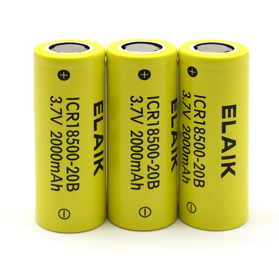 1-5pcs ICR18500 3.7V 2000mAh Rechargeable Lithium Battery with High Quality and Reliable Cell Performance 20B -Flat head