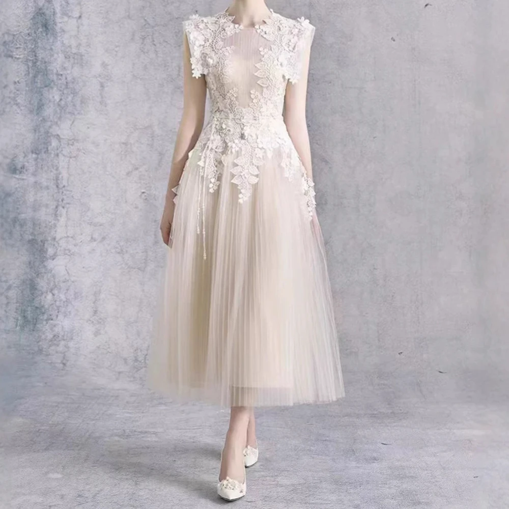 

Vietnamese niche women's clothing 2025 new princess style lace crochet fairy waist dress bridesmaid dress-GZXX672