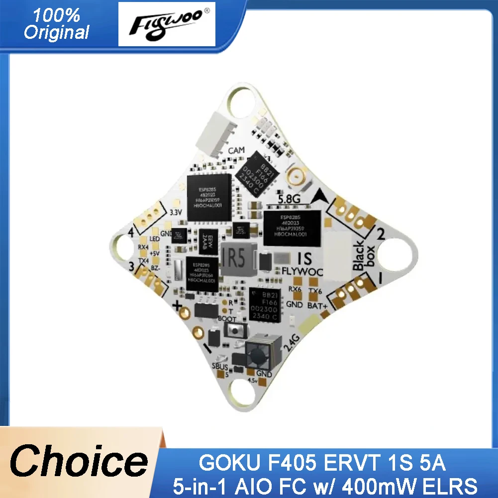 Flywoo GOKU F405 ERVT 1S 5-in-1 AIO FC (5A ESC, 400mW ELRS) - الكمون المنخفض للغاية لسباق 1S FPV/طائرات بدون طيار