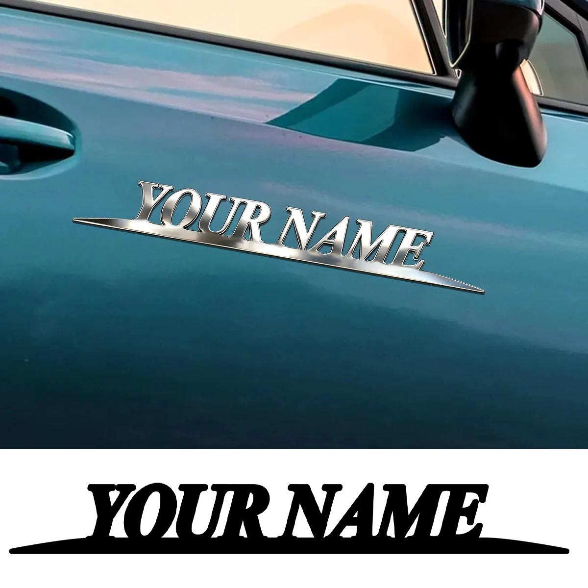 Metal Trendy YOUR NAME Stickers Custom Logo Applicable to Car Trunk, Fender and Rear Bumper, DIY Accessories Personalized Badge