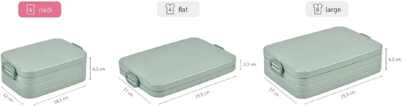 - Lunchbox Take A Break Midi - Brotdose To Go - Für 2 Sandwiches oder 4 Brotscheiben - Meal Prep Box - Essensbox mit Unterteilung - Spülmaschinenfest - 900 ml - Nordic Green