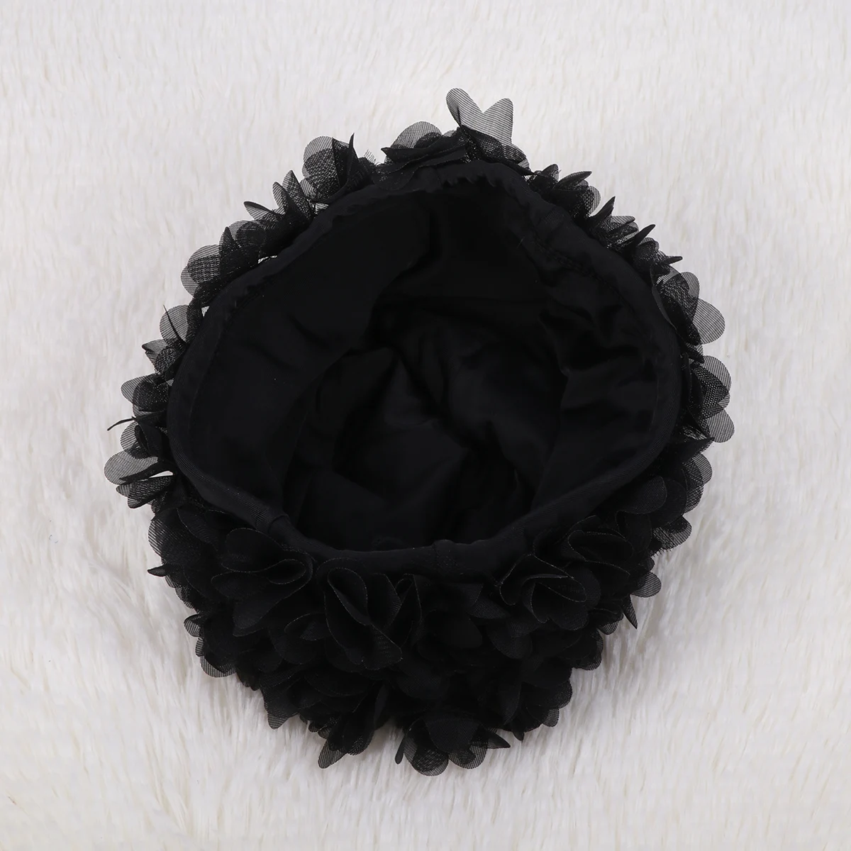 

3D Flower Swim Cap Black Reusable Anti-Slip Bathing Hat For Women Comfortable Women Swim Hat Fit Swimming Accessories