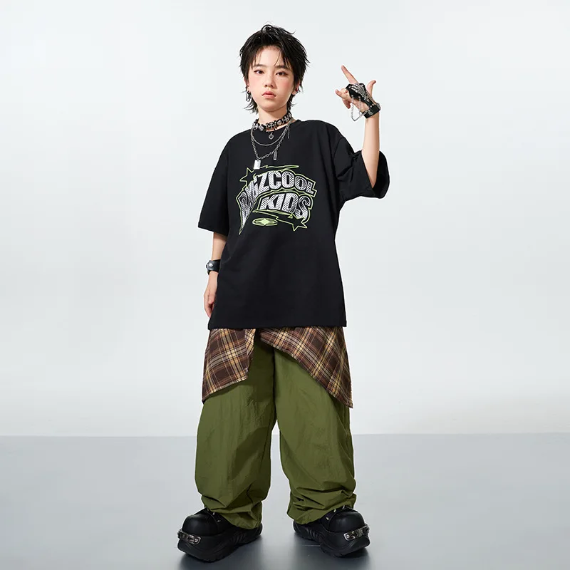 Ragazzi Abiti da ballo Hip Hop Maniche corte T-shirt Pantaloni larghi Abbigliamento da pratica jazz Costume da spettacolo di danza di strada
