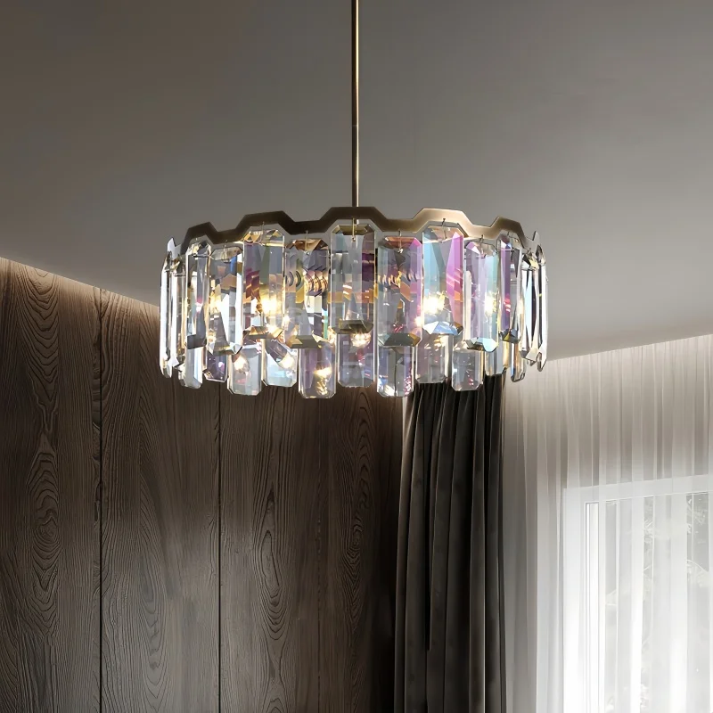 REVEN Luxury American Style Luster Murano Multicolor Crystal Chandelier Gold Hardware Dimmable Pendant Light for Hotel Villa