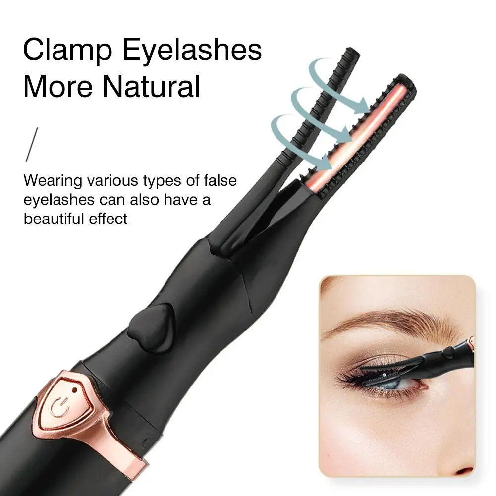 Portable Electric Heating Eyelash Curler 3 Heating Temperature Gears Eyebrow Makeup Styling Handy Eyelash Pen Brush Tool