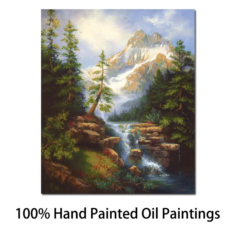 

Handmade Canvas Wall Art Beautiful Oil Painting Picture Falls Natural Landscape Modern Artwork for Office Living Room Wall Decor