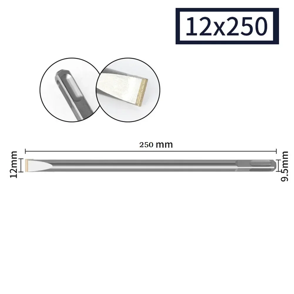 130/150/250mm Quare Shank Tungsten Carbide Flat Tipped Chisel Drill Bit For Marble Concrete Cement Stone Brick