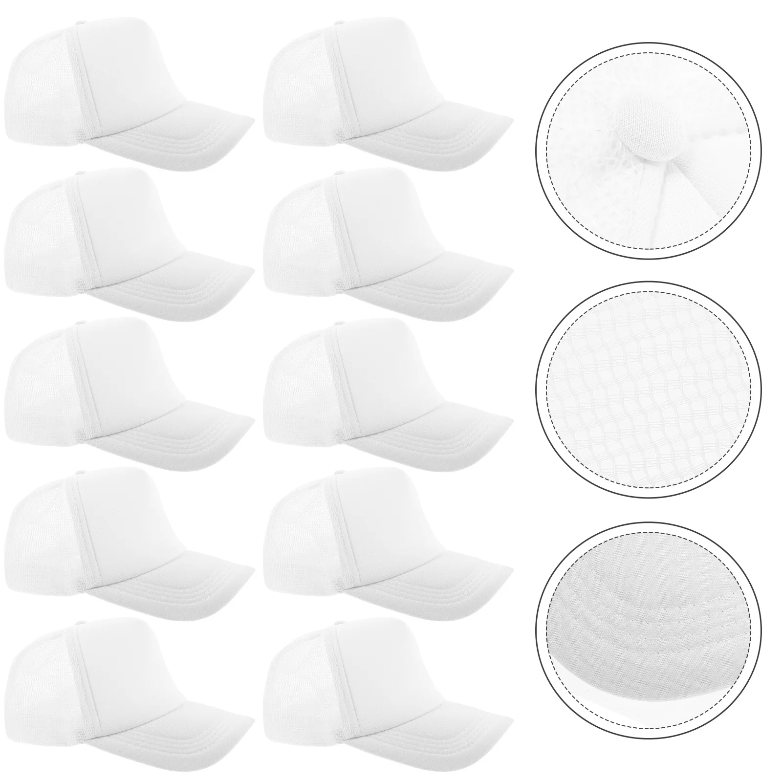 

10Pcs Blank Mesh Baseball Caps for DIY Sublimation Printing Heat Transfer Hat Reusable Washable Fashion Cap Suitable for Men