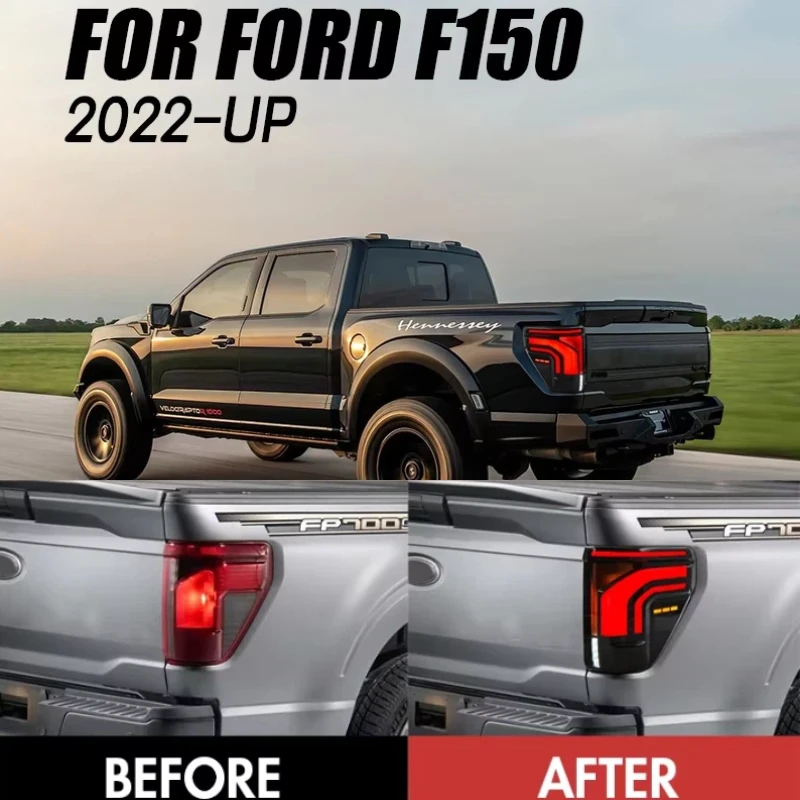 

LED Tail Light Assembly For 2020-2025 Ford F150 Smoked Red Brake Turn Signal Lamps Replacement Taillights