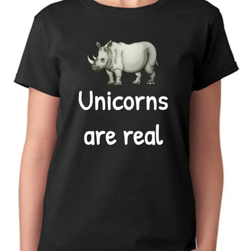 Rhino Unicorns Are Real Ladies T Shirt