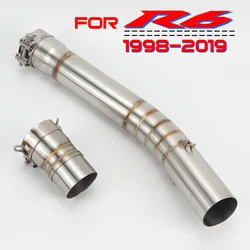 Slip-on Yamaha YZF-R6 1998-2005 2006-2019 51mm Motorcycle Exhaust Middle Link Pipe for R6 1998-2019 Escape Muffler Connect Tube