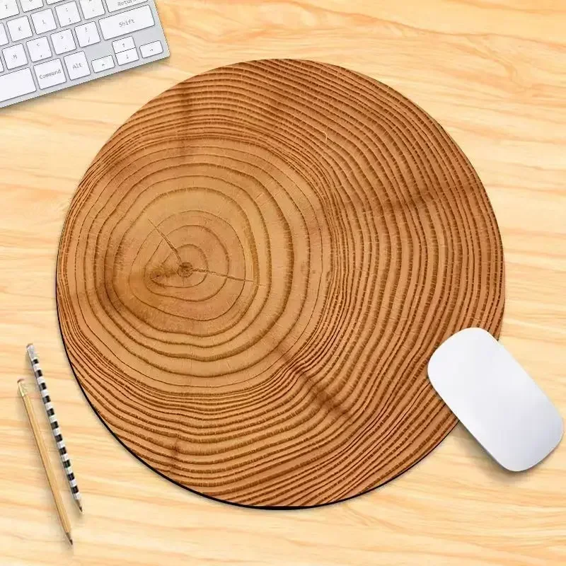 Log Holzmaserung Design kleine runde verschiebbare Mauspad Druck personalisierte Gummi Holz Design Home Tischmatte Dekoration