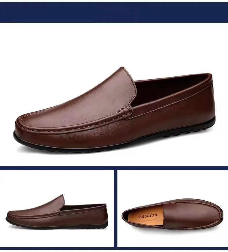 Echtes Leder Herren Freizeitschuhe Marke Italienische Herren Loafer Mokassins Atmungsaktive Slipper Schwarze Weiche Fahrschuhe Übergröße 37-47 – Detail 9