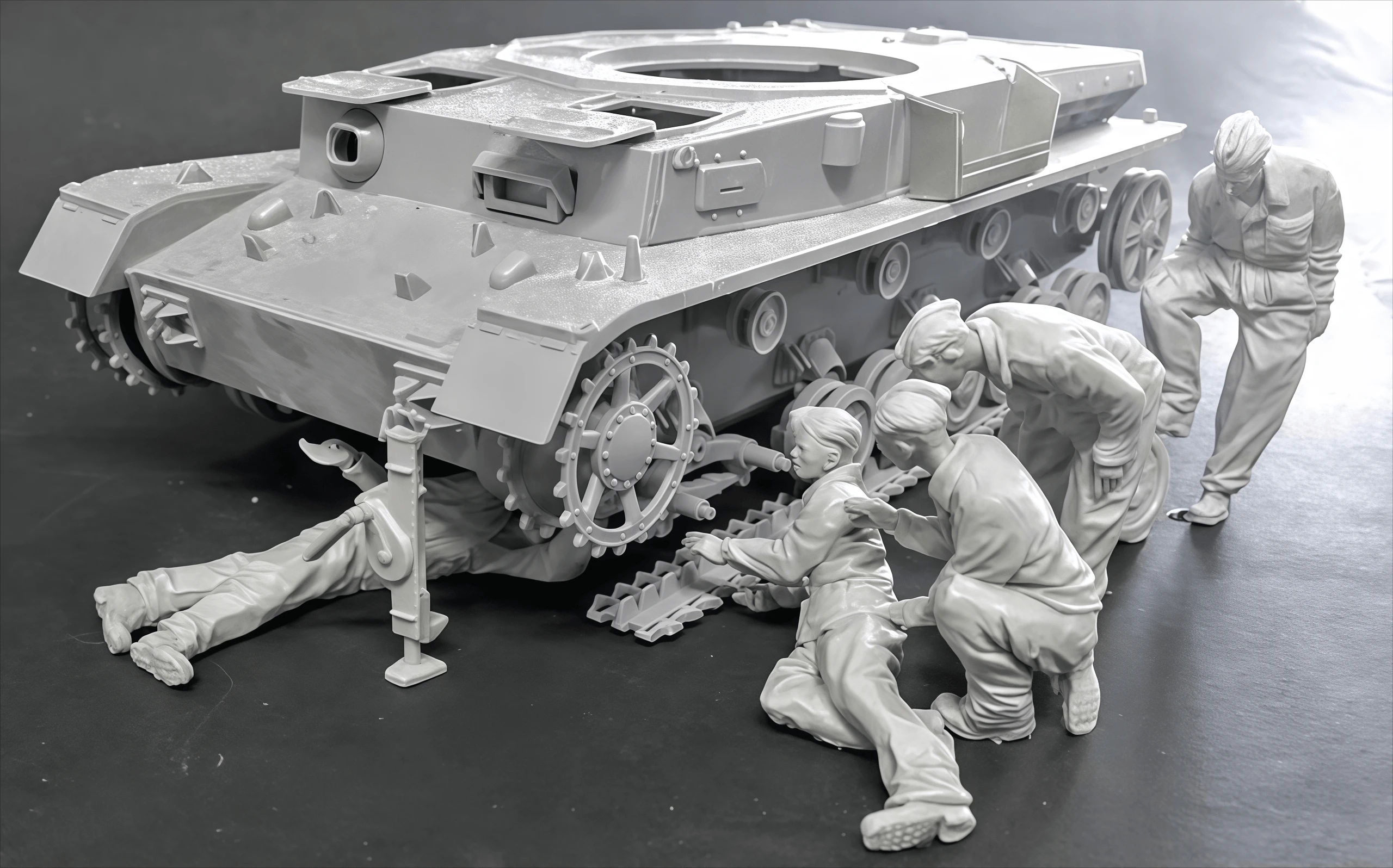 1: 35 Casting Resin Model Assembly Kit GK, Tank Maintenance Engineer 5 People, Unpainted Needs To Be Assembled