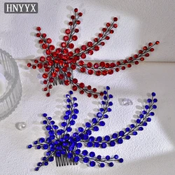HNYYX Elegant Rhinestone Hair Accessories Wedding Jewelry Hair Comb Red Festive Hair Clip Prom Decoration Hairpin for Women A231