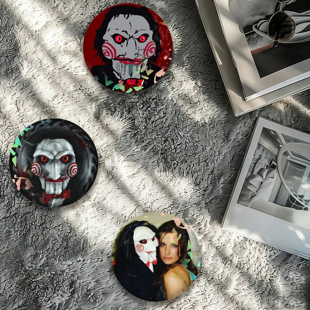 Classic Horror Movie Saw Billy the Puppet Laser Badge Creative Pins Brooch for Bag Clothes Hat Decor Gifts Fans Collect