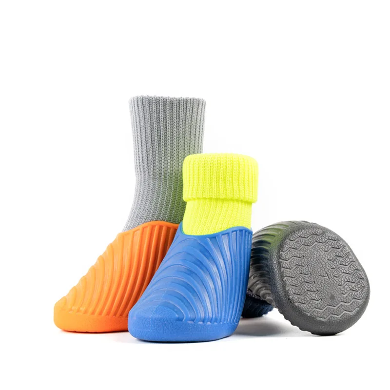 Pet Golden Retriever Dog Shoes and Socks Labrador Mouth Elastic Soft Rubber Sole Socks Dog Shoes Waterproof Durable and Non-Slip