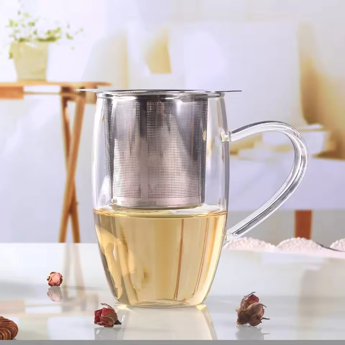 Infusor de té de alta calidad, colador de té y café de acero inoxidable, rejilla de red Binaural, malla de té, filtro de té, accesorio de té