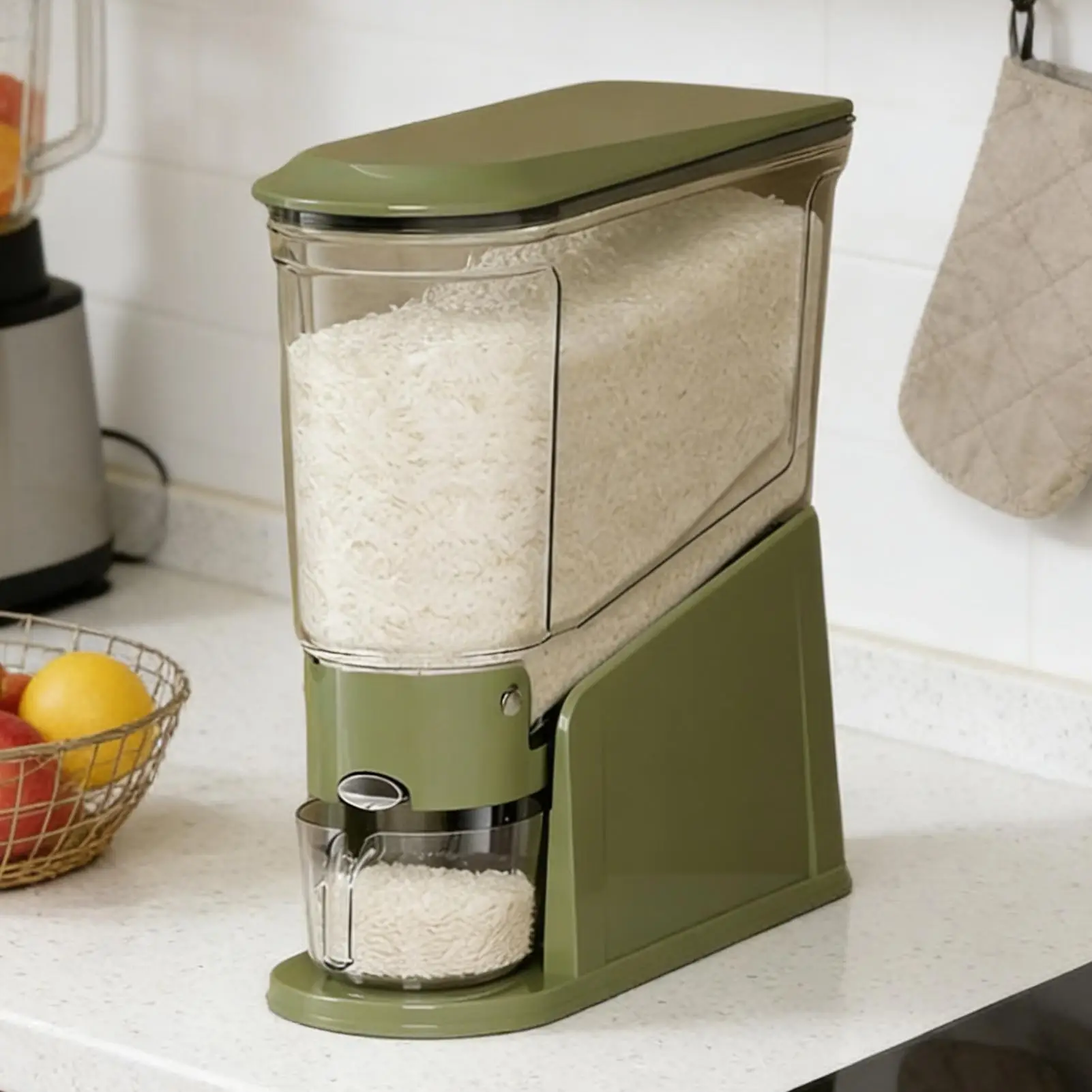 

Ящик для хранения риса, герметичный, влагостойкий, защита от насекомых, с нажимной коробкой для хранения продуктов, диспенсер для сухих продуктов, риса, домашнее кухонное хранилище