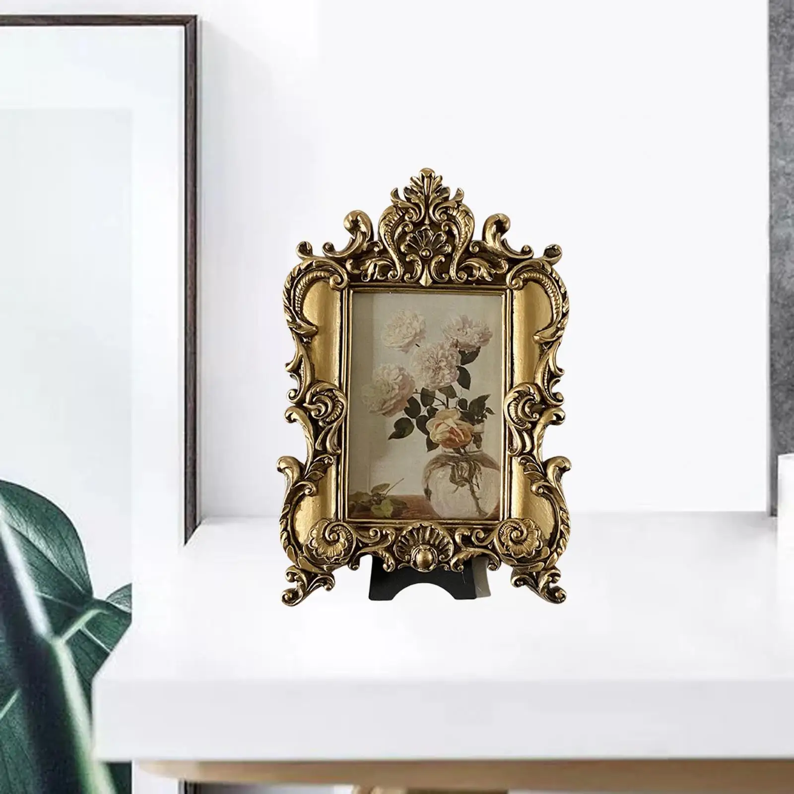 Photo Frame Ornament Embossed Tabletop Wall Mounted Ornate Picture Frame for Holiday Decoration