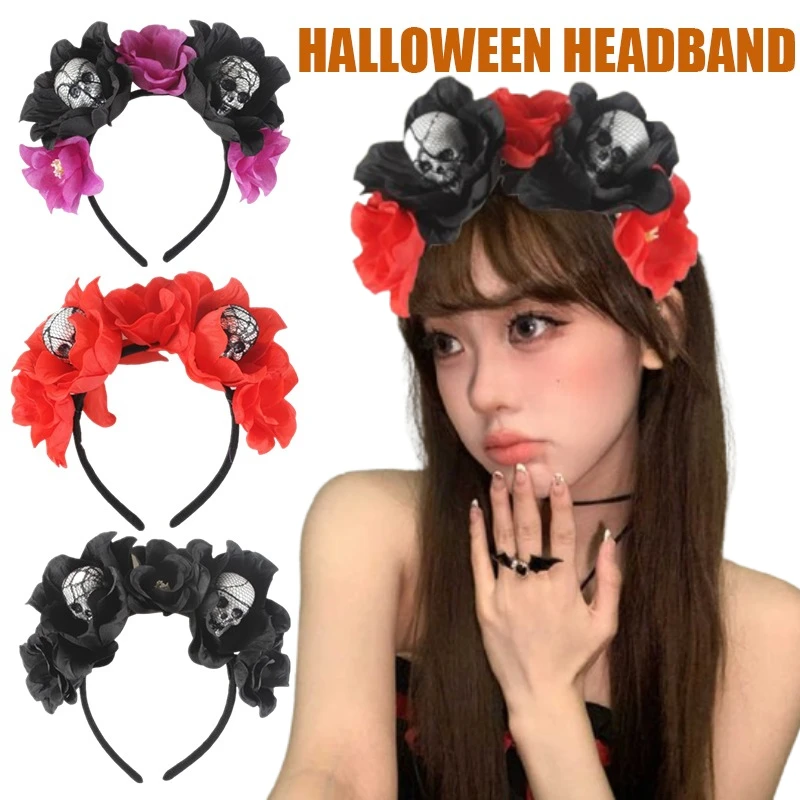 Halloween Stirnband Schädel Blume Dekoration Kopfbedeckung Party Gefälligkeiten Liefert Photo Booth Requisiten für Frauen Cosplay Kostüm