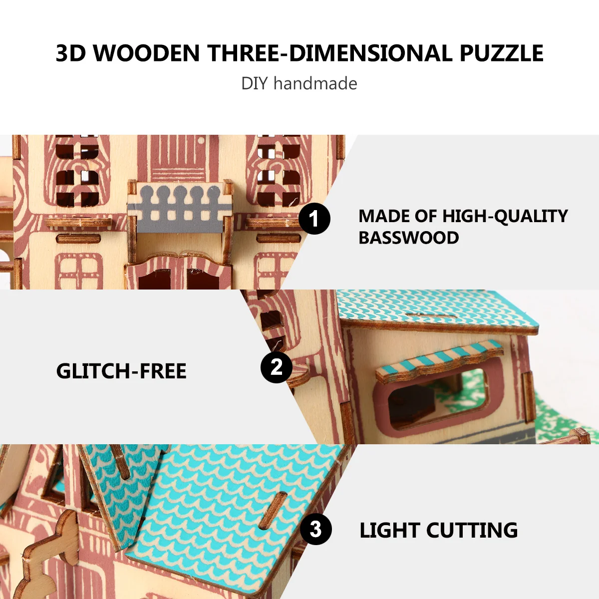 Puzzle drewniane 3D, edukacyjne, kreatywne, układanka, dopasowywanie kolorów, DIY, rozwój koordynacji ręko-oko.