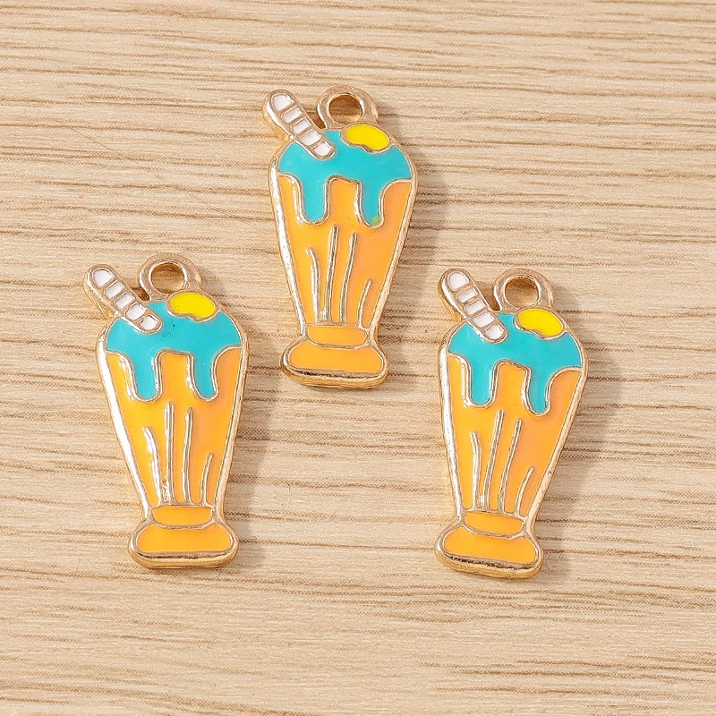 Tusember 10 Stück Niedliche Lebensmittel-Anhänger aus Emaille, Sommer-Eiscreme-Anhänger für Schmuckherstellung, Ohrringe, Halsketten, DIY-Zubehör – Detail 13