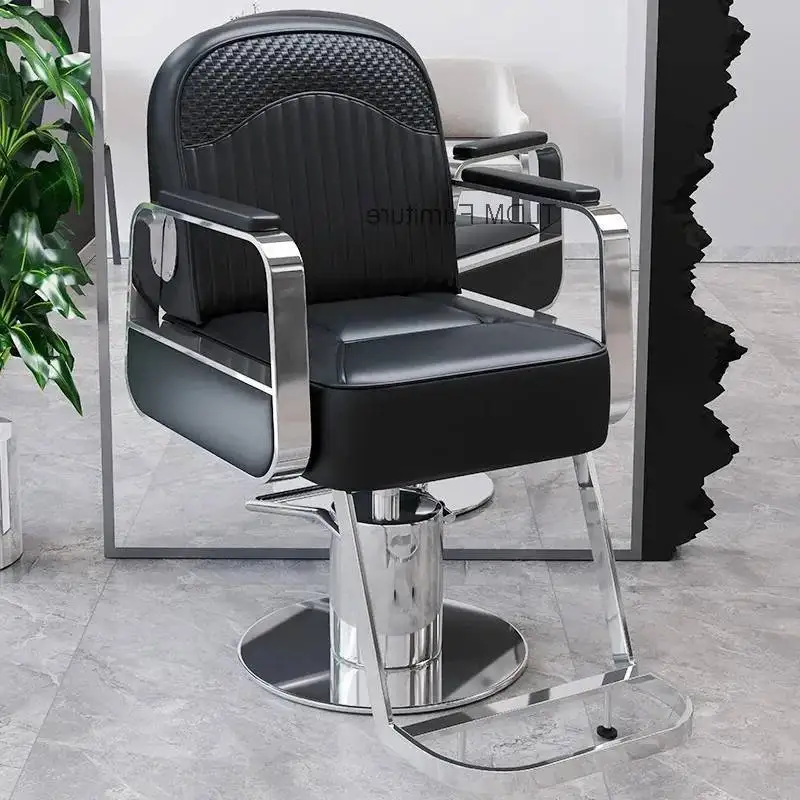 Chaise de Barbier Pivotante Moderne en Inox – Design Élégant et Professionnel pour Salon – Accessoires de Barbier Réglables en Hauteur