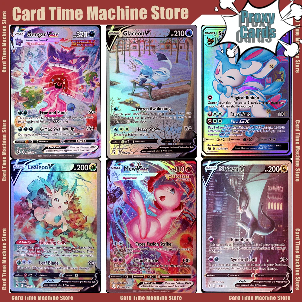 Pokémon Proxy Cards PTCG DIY Cards PKM Collection Board Games panic-271 Awakening-175 Fairy wind-SV76 Leafeon-167 Strike-268