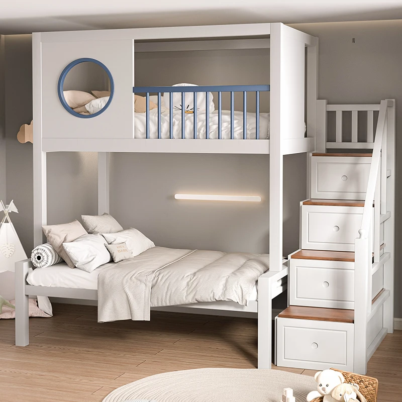 

Wrought iron elevated bed Small apartment duplex loft bed Children go to Under table Iron frame sheet Upper bed Under empty