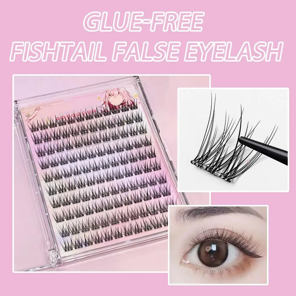 10 Rows of Large Capacity Glue-free False Eyelashes Single Cluster 11-13MM C-curled Natural Self-adhesive false Eyelashes