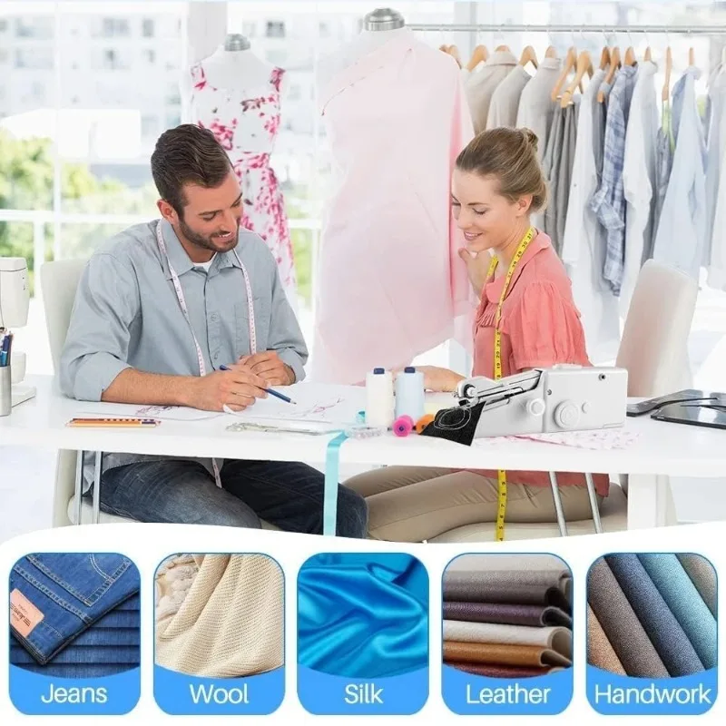 ماكينة خياطة محمولة باليد، ماكينة خياطة صغيرة محمولة تعمل بالبطارية ومنفذ USB للمبتدئين في المنزل الإصلاح السريع