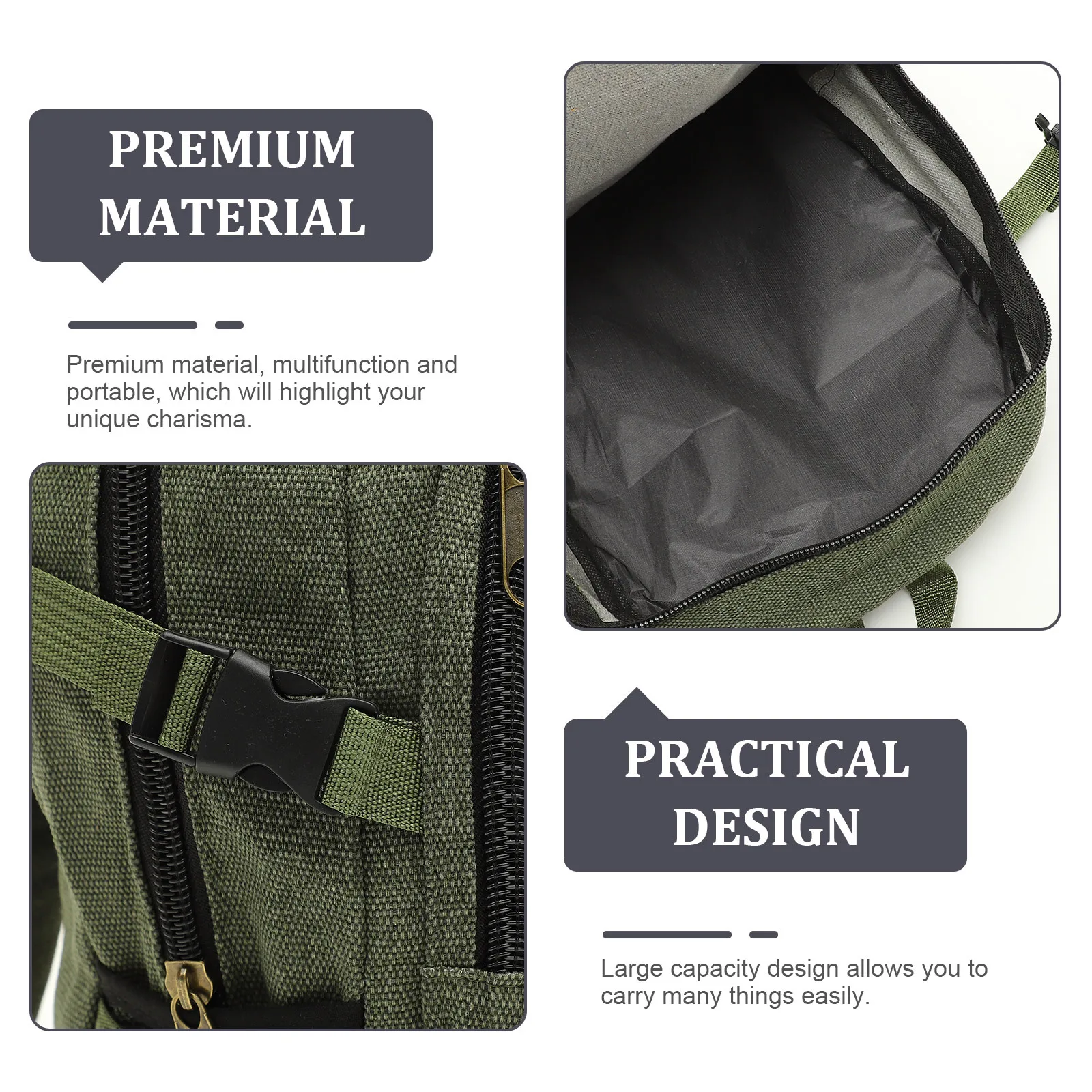 

Green Large Canvas Backpack Casual Rucksack Multifunction Travel School Bag Durable Everyday Carry Canvas Backpack