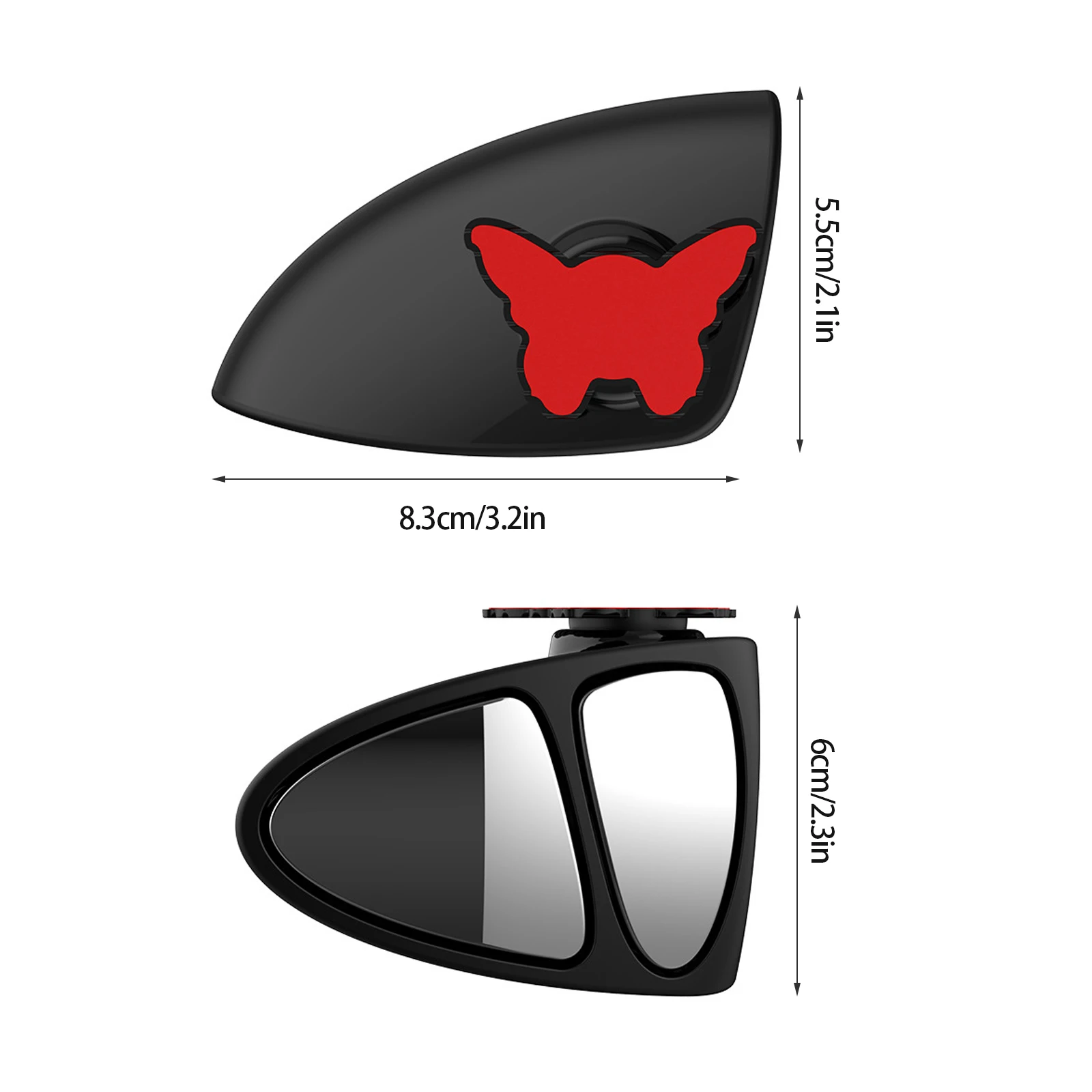 Miroir convexe inversé pour angle mort, rotation à trois côtés, 3 en 1, résistant à 360, angle mort inversé, droit et magasins, 2 pièces