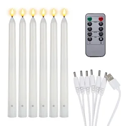 Candele ricaricabili a LED 27 cm Candela conica tremolante senza fiamma per matrimonio Candele natalizie per la decorazione domestica di compleanno a distanza temporizzate