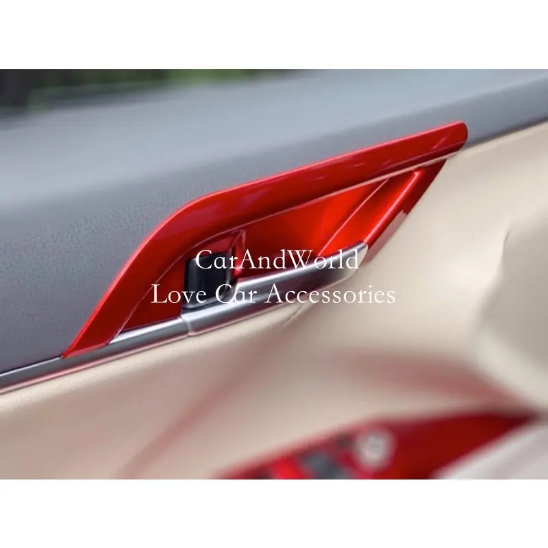 

Interior Door Bowl Cover Handle Frame Panel Sequin Trims For Toyota Camry 2018-2023 Carbon Fibre Sticker Car Styling Accessories