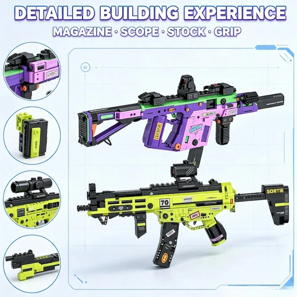 Military Building Blocks MP5 Assault Rifle Model Submachine Gun Toy Assembled Bricks Toy Christmas Gifts for Adults