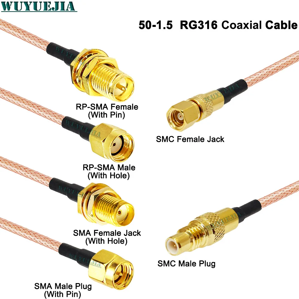SMA إلى SMC RF خط الاتصال SMC واجهة SMA ذكر التوصيل إلى SMC أنثى جاك تمديد 50-1.5 RG-316 RF محول كابل محوري
