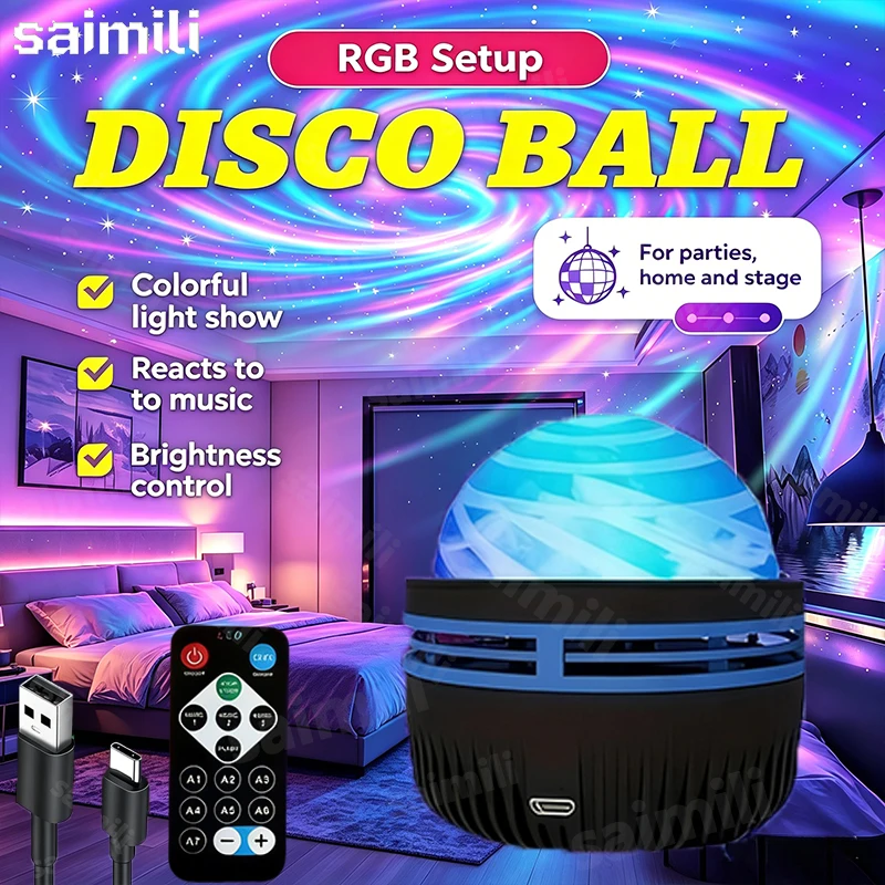 Galaxy Starry Sky Projector USB Lamp Remote Control Bedroom Decoration Christmas Party LED Lights Gaming Room Wedding Decoration