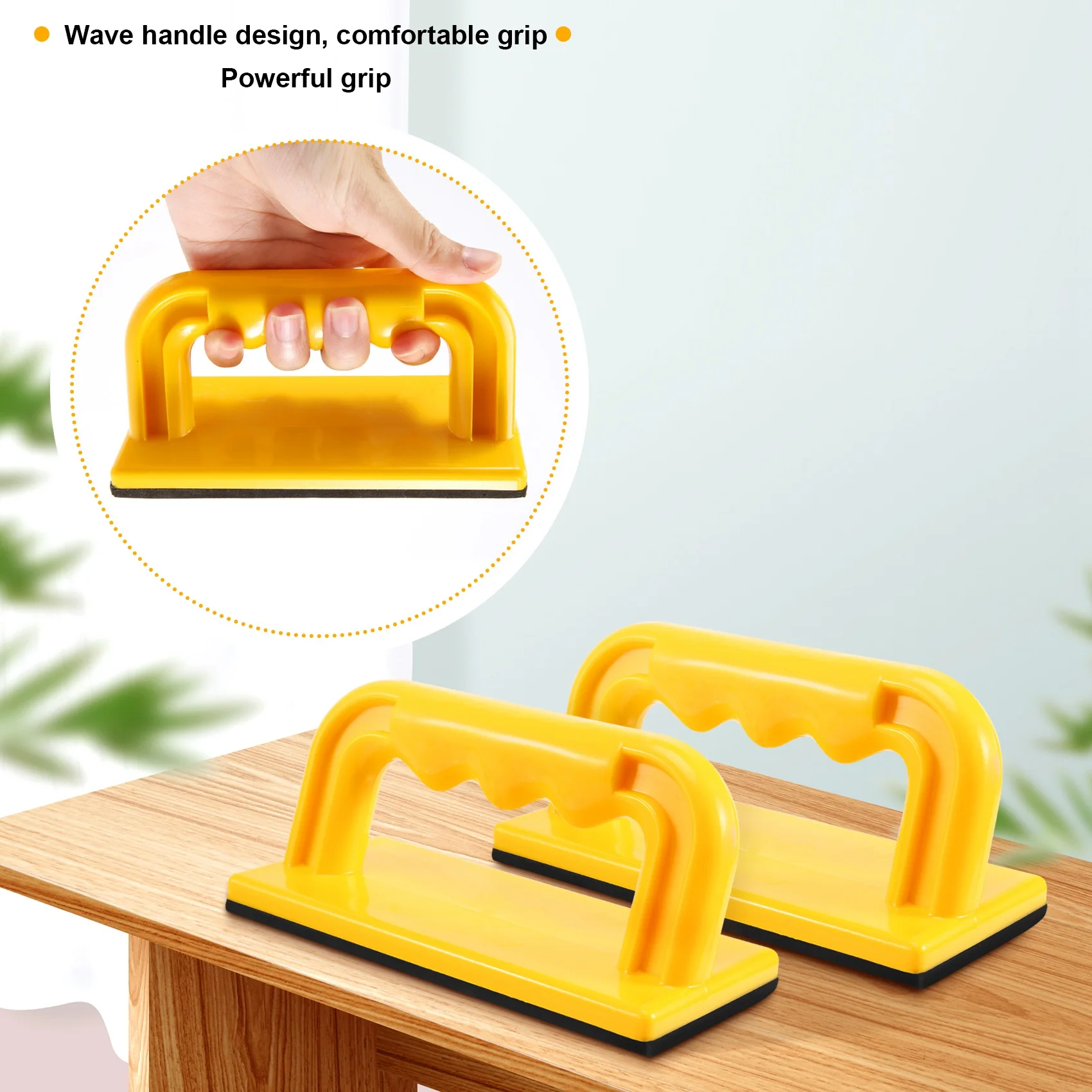 Wood Cutting Push Up Stick Block 2-Pack Set – Angle Handle Foam Pad Holder Blocks For Cutting On Jointer, Table Saw