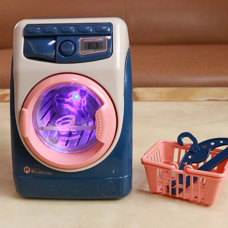

Mini Kids Playhouse with Simulation Electric Lights,Small Household Appliances Set Including Washing Machine,Juicer,Coffee Maker
