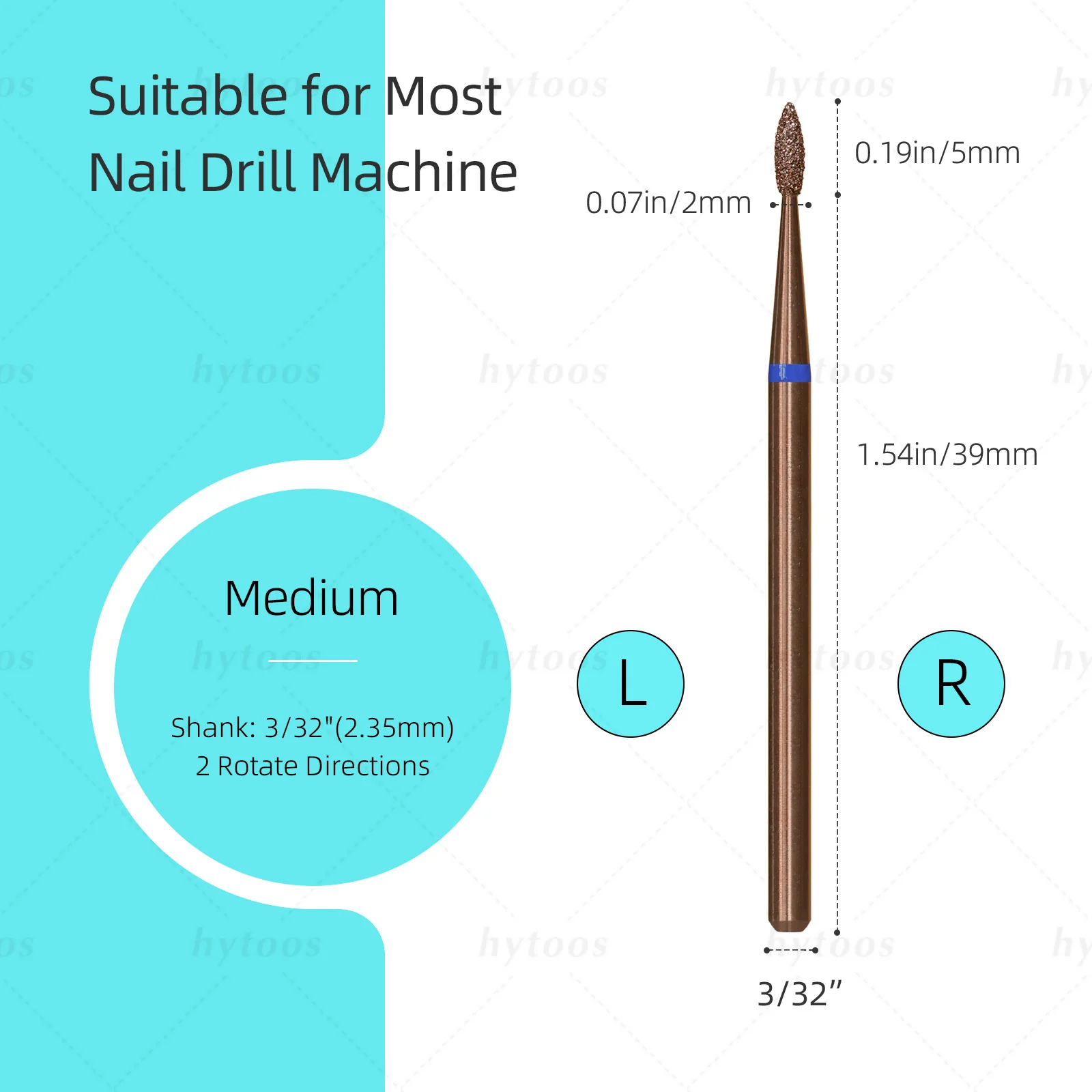 HYTOOS 2mm Mini-Flammen-Kupfer-Diamant-Nagelbohrer 3/32'' Russischer Nagelhautreiniger Entferner für abgestorbene Haut Sicherheits-Maniküre-Werkzeug