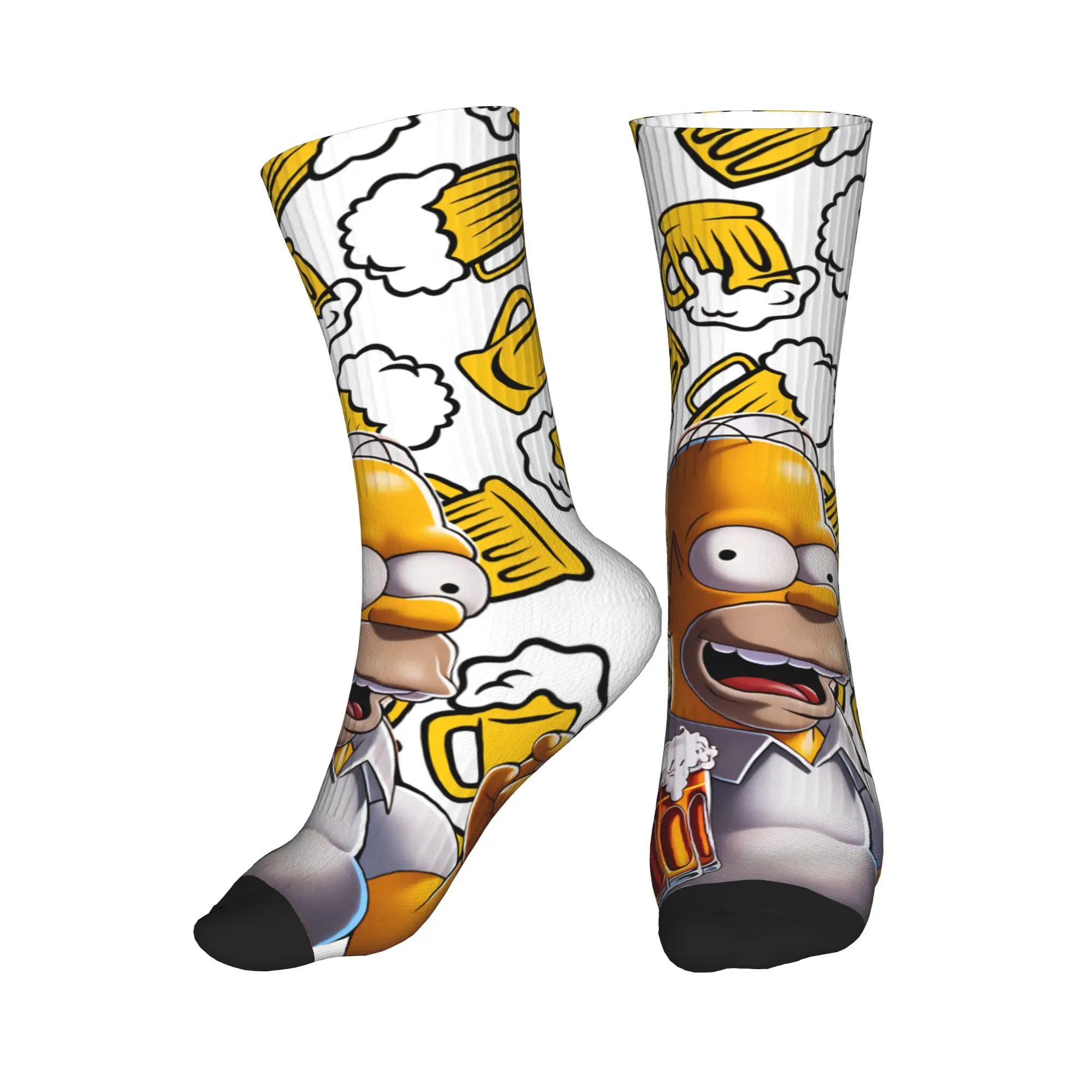 

Women Men Socks Funny S-Simpsons with Beer Mug Stockings Non-Slip Medium Soft Socks Spring Gothic Custom Running Socks