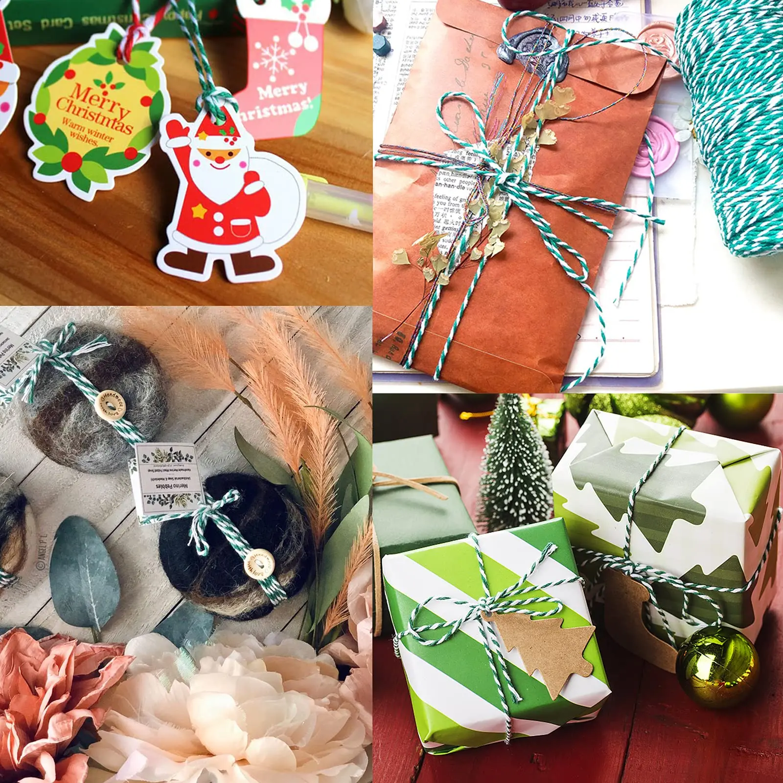 

100m Christmas Packaging Rope 2025 Multi-color Hemp Rope Decoration Gift Box Packaging Rope For Party Thanksgiving New Year