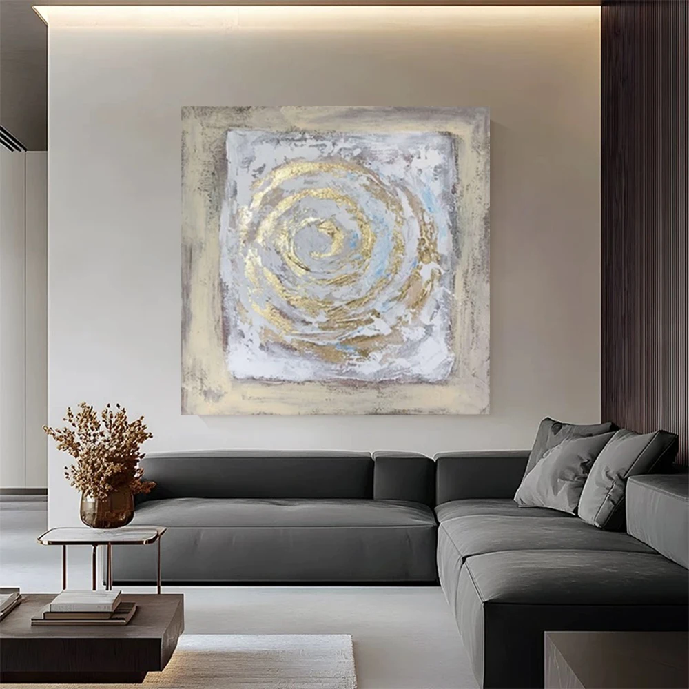 100% Hand Painted Abstract Oil Painting Blue Floral Canvas Paintings  Wall Art For Home Decoration Pictures Vintage Paint