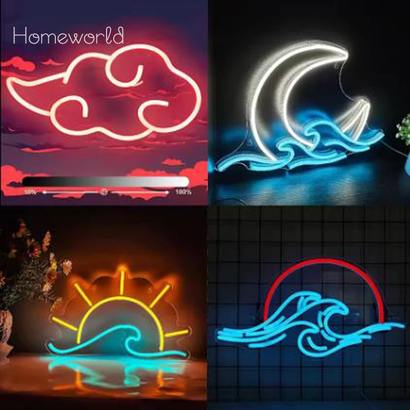 

Sunrise Sunset Neon Sign Moon over Sea LED Light Twilight Wave Wall Signs for Room Decor Anime Neon Light Acrylic cloud Sign