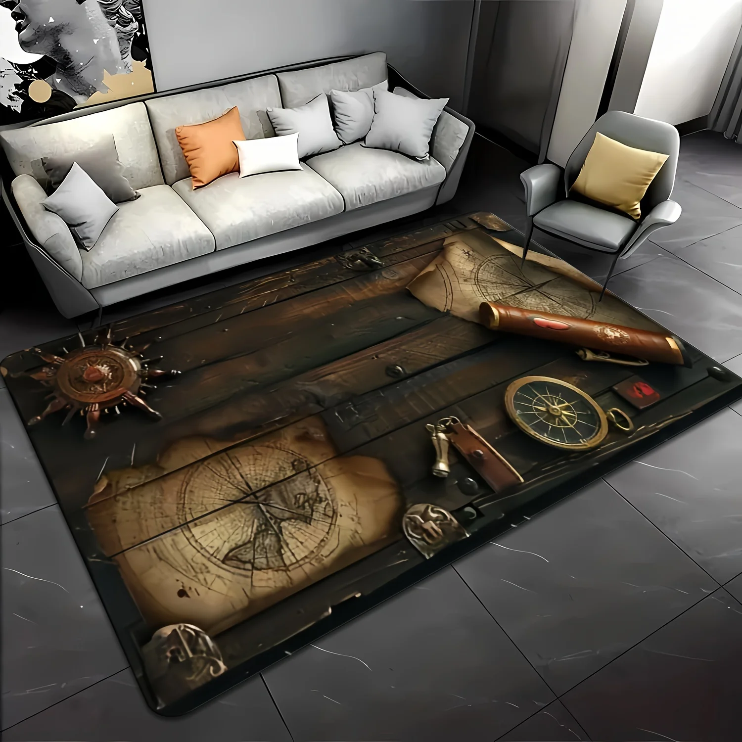XL Gaming Mouse Pad Desk Mat Fantasy Pirate Adventure Theme Map Rug Gaming Setup Accessory Gamer Decor Large Area Mat For