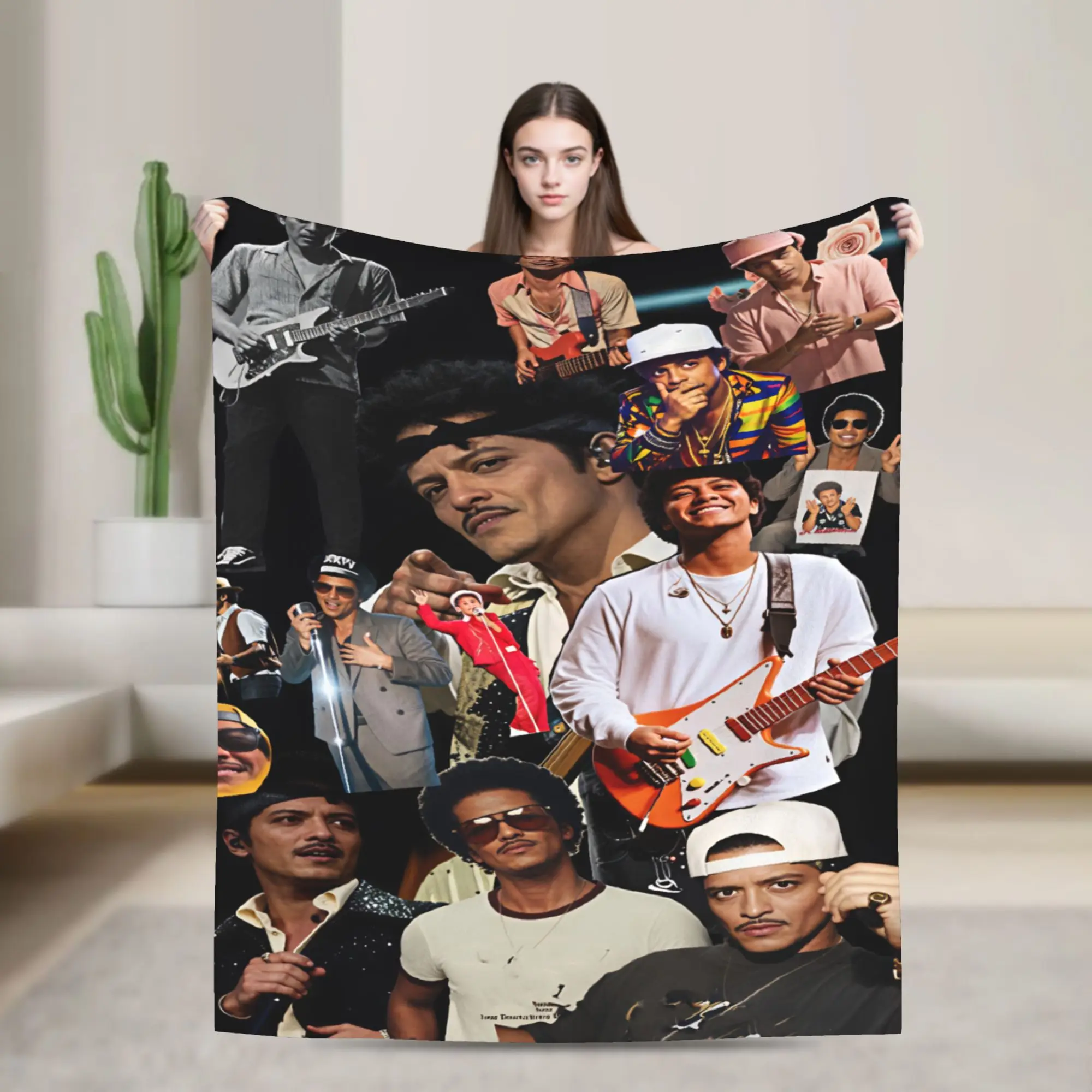 2026 Tour Bruno Mars American Blanket Quality Warm Soft  Throw Blanket Winter Airplane Travel Couch Chair Fluffy Bedspread