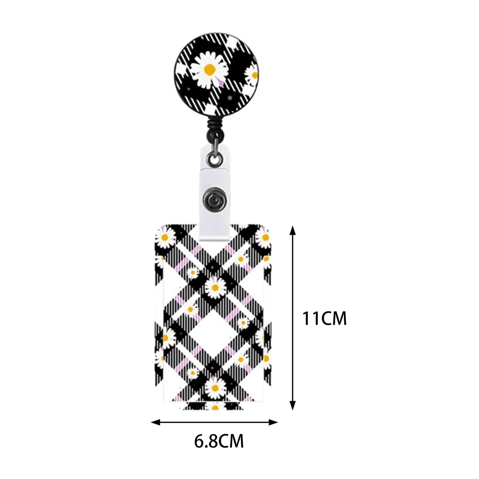 ID Badge Holder Retractable Clip Flower Pattern for Office Worker Versatile